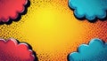 Colorful comic abstract background template in pop-art style. Blank layout with space for text. Cartoon frame element with Royalty Free Stock Photo