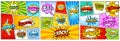 Colorful comic book background.Blank white speech bubbles of different shapes.