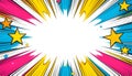 Colorful Comic Book Burst Background with Stars Royalty Free Stock Photo