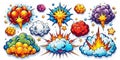 Colorful comic book explosion and smoke effects collection for graphic design projects. Generative AI Royalty Free Stock Photo