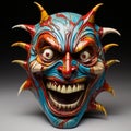 Colorful Comic Book Mask: Grotesque Carved Ceramic Art