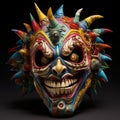 Colorful Comic Book Mask With Horns And Spikes