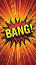 Colorful comic book style explosion background with bang text Royalty Free Stock Photo