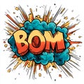 Colorful comic bubble style with the word BOOM. Royalty Free Stock Photo