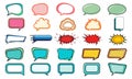Colorful Comic Speech Bubbles Set with Cartoon Dialog and Explosion Shapes Royalty Free Stock Photo