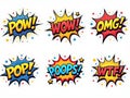 Colorful Comic Speech Bubbles with Various Exclamations, created with the participation of artificial intelligence Royalty Free Stock Photo