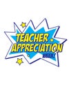 Colorful comic starburst teacher appreciation