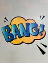 Colorful comic style illustration with graphic text bang explosion Royalty Free Stock Photo