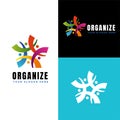Colorful community logo with people holding hands forming a star Royalty Free Stock Photo