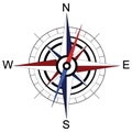 Colorful compass arrow. Raster