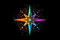 Colorful Compass Icon Black Background