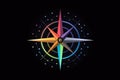 Colorful Compass Icon Black Background