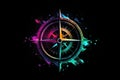 Colorful Compass Icon Black Background. Generative AI