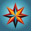 a colorful compass star on a blue background