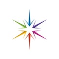 Colorful compass wind rose vector icon isolated on background