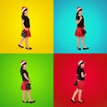 Colorful composition of stylish Xmas girl Royalty Free Stock Photo