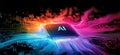 A colorful computer chip with the letters AI on it