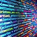 Colorful computer code displayed on screen programming Royalty Free Stock Photo