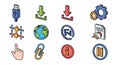 Colorful Computer Icon Set Illustrating Various Functions and Connectivity Options. Royalty Free Stock Photo