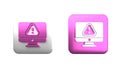 Colorful Computer monitor with exclamation mark icon isolated on white background. Alert message smartphone notification