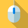 Colorful computer mouse icon in modern flat style with long shadow. Vector