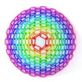 Colorful concentric circles made of chain. Top view of cone