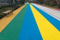 Colorful concrete runway, walkway and jogging way