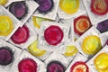 Colorful condom on background. large number of condoms. concept of safe sex. lots of rubber condoms. bunch of objects