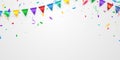 colorful confetti background with party flags celebration party design vector illustration Royalty Free Stock Photo