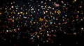 Colorful confetti on a black background. New Year\'s fun and festiv