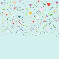 Colorful confetti on blue background