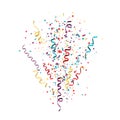 Colorful confetti burst. Festive template with confetti and ribbons. Vector illustration Royalty Free Stock Photo