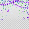 Colorful confetti Celebration carnival ribbons and Happy Birthday balloons Colorful celebration background Royalty Free Stock Photo