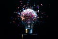 Colorful Confetti Exploding from a Light Bulb Creative Idea Concept Royalty Free Stock Photo