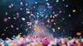 Colorful Confetti Falling and Exploding in Midair Celebratory Event with Bright Multicolored Paper Pieces and Sparkling Particle Royalty Free Stock Photo