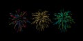 Colorful confetti or fireworks explosions isolated on black Royalty Free Stock Photo