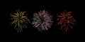 Colorful confetti or fireworks explosions isolated on black Royalty Free Stock Photo