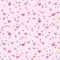 Colorful confetti hearts seamless repeat pattern