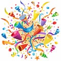 Colorful confetti and party poppers exploding in celebratio Royalty Free Stock Photo
