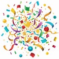 Colorful confetti and ribbons exploding in celebratio Royalty Free Stock Photo