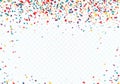 Colorful confetti. Top and bottom of the pattern is decorated with confetti. Vector illustration Royalty Free Stock Photo