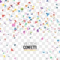 Colorful Confetti on Transparent square Background. Christmas, Birthday, Anniversary Party Concept. Vector Illustration Royalty Free Stock Photo