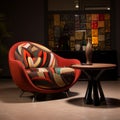 Colorful Congo-inspired Art Chair For Modern American Coffee Table