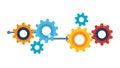 Colorful Connected Gears Teamwork Process Vector, vector design Generative AI Royalty Free Stock Photo