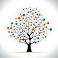 Colorful Connection: Vibrant Tree Logo with Interconnecting Spheres