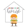Colorful construction worker in helmets for different house remodeling and building works at construction site. Royalty Free Stock Photo