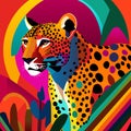 Colorful Contemporary Jungle Cheetah Portrait