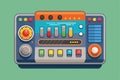 A colorful control panel with various buttons, sliders, and knobs, designed for customizable and interactive activities in a Royalty Free Stock Photo