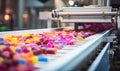 A Colorful Conveyor Belt Filled With Delicious, Chewy, and Sweet Candy Treats