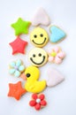Colorful cookie on white paper